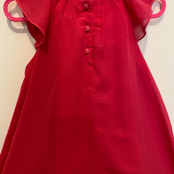 EUC fuschia chiffon girl’s dress w/ appliqué 3T. Perfect condition, worn once. - Picture 2 of 5